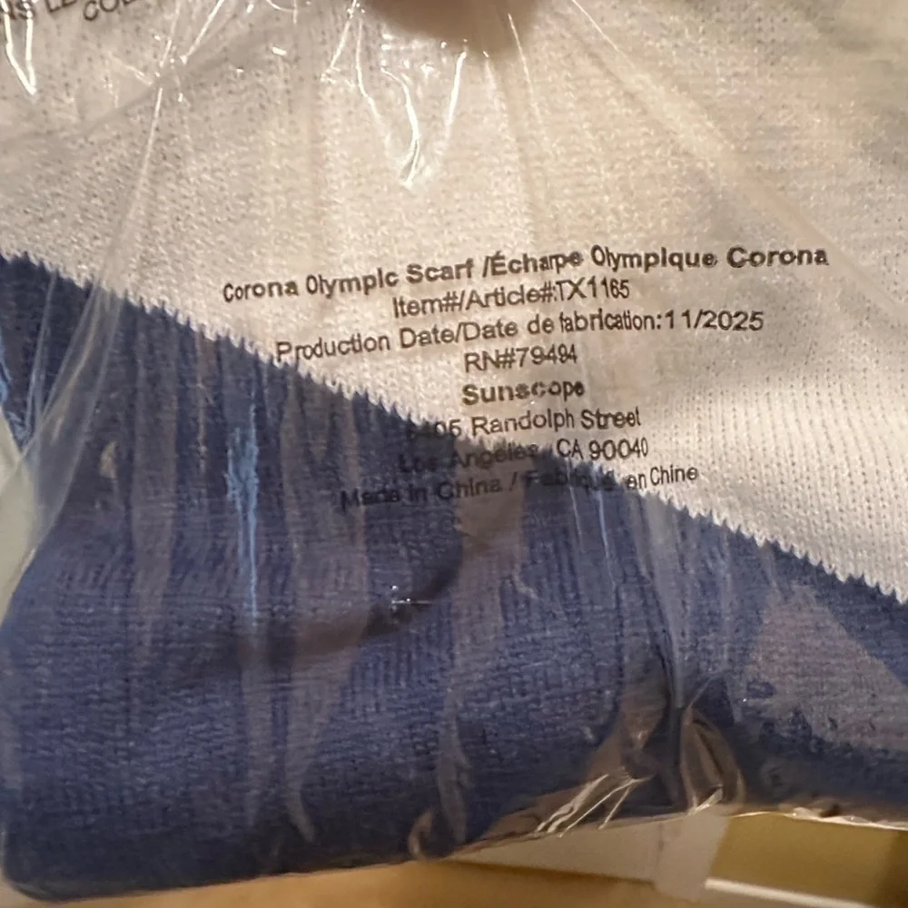 Corona Extra Milano Cortina Navy White Olympic Scarf NWT Geometric Fringe - Picture 12 of 12
